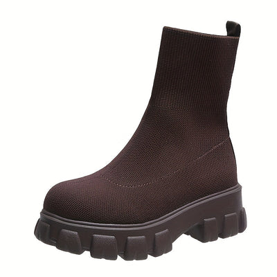 Yvette - Damen Plateau Sockenstiefel