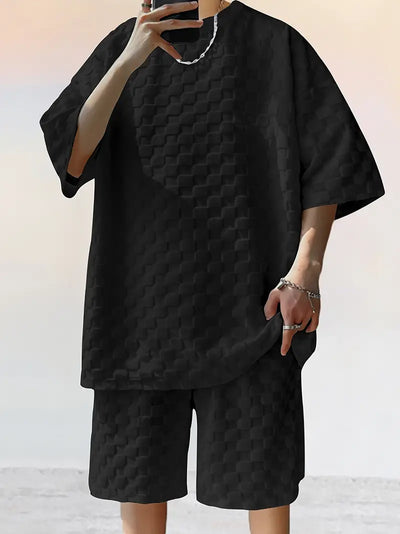 Theron -  Lässiges 2-teiliges T-Shirt-Shorts-Set mit O-Ausschnitt