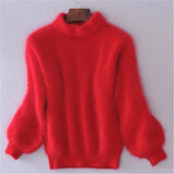 Lässiger Angora Strick Damenpullover - Livia in Rot