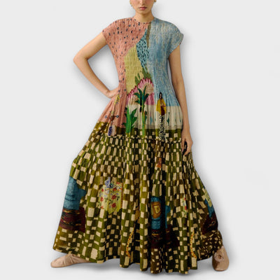 Amara - Plissiertes Kleid mit Animal-Print