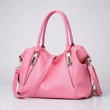 Damen Breite Leder Handtasche Mit Langem Riemen – Stilvolle Schultertasche in Rosa