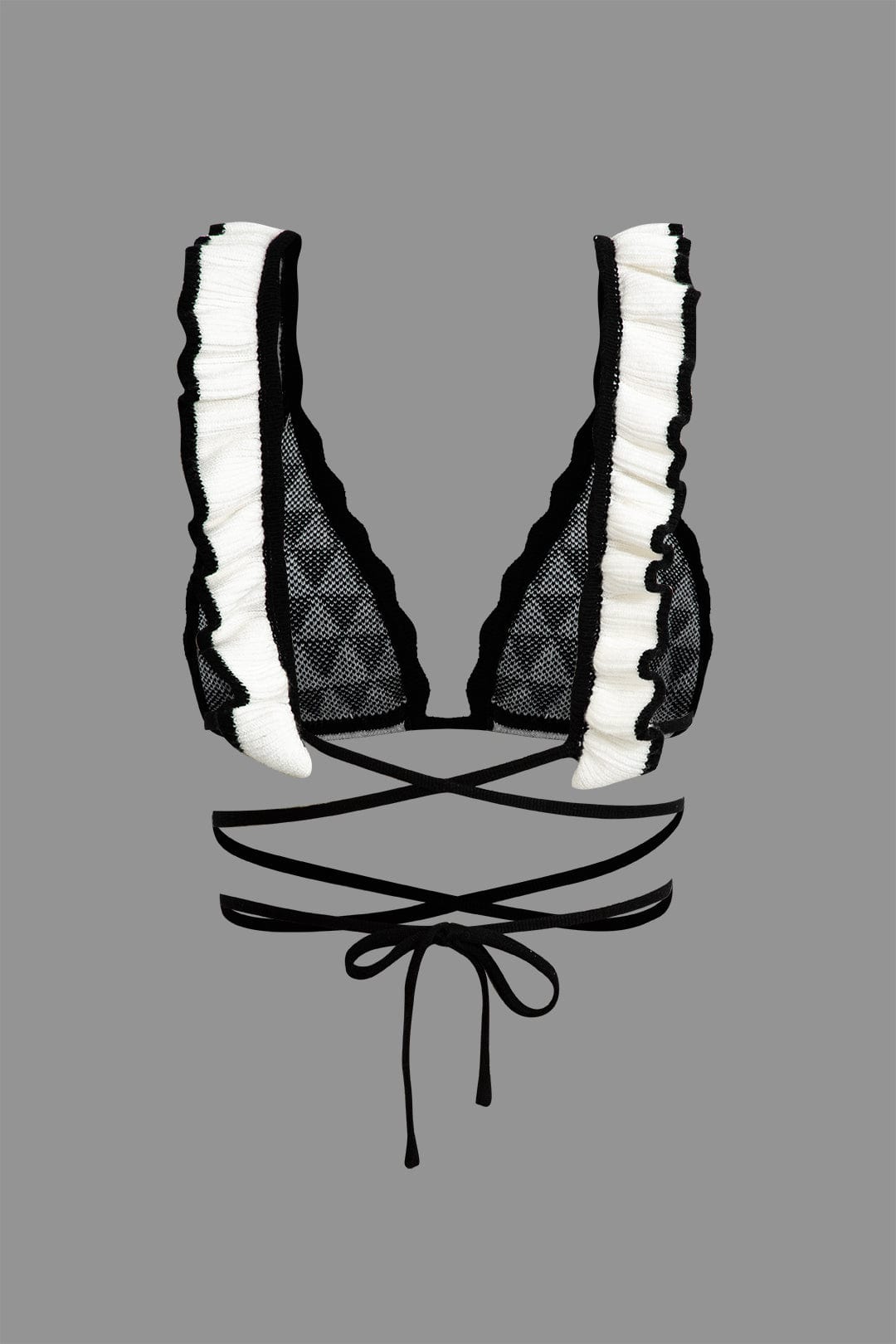 Sandy | Strick-Zweiteiler mit Häkel-Bikini & Rüschenrock