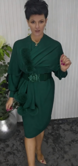 Elsabeth | Schickes Midikleid mit dekorativem Gürtel in Grün