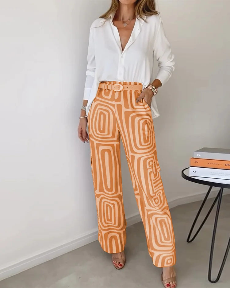 Weite Hose mit geometrischem Muster | Eleganz und Komfort | Zeitloser Stil