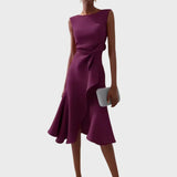 Sheila - Stilvolles Damen-Midikleid mit Rüschendetails in Lila