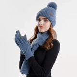 Trendy Damen Winter Beanie Set - Lara in Blau