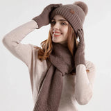 Trendy Damen Winter Beanie Set - Lara in Khaki