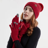 Trendy Damen Winter Beanie Set - Lara in Bordeaux