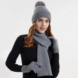 Trendy Damen Winter Beanie Set - Lara in Grau