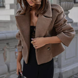 Trendy Kurze Wolljacke für Damen - Elly in Kaffee
