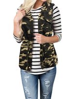 Damen nan Utility-Weste mit Tunnelzug, Kapuze und aufgesetzten Taschen Drune in Olivgrün Camouflage