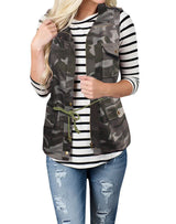 Damen nan Utility-Weste mit Tunnelzug, Kapuze und aufgesetzten Taschen Drune in Grau-Camouflage