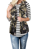 Damen nan Utility-Weste mit Tunnelzug, Kapuze und aufgesetzten Taschen Drune in Graffiti Großblumen-Camouflage