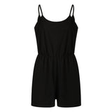 Damen stylischer Jumpsuit mit verstellbaren Trägern und Gummizug in der Taille Drune in Schwarz