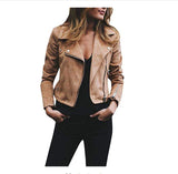 Damen nan taillierte Bikerjacke aus Veloursimitat mit asymmetrischem Reißverschluss und Reißverschlussärmeln Drune in Khaki
