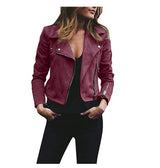 Damen nan taillierte Bikerjacke aus Veloursimitat mit asymmetrischem Reißverschluss und Reißverschlussärmeln Drune in Weinrot