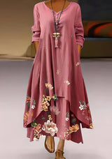 Belle - Stilvolles, locker sitzendes Kleid mit Print für Damen in Rosa