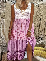 Nancy - Stilvolles Boho-Midikleid in Dunkelpink