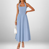 Joanna - Stilvolles Neckholder-Midikleid in Blau