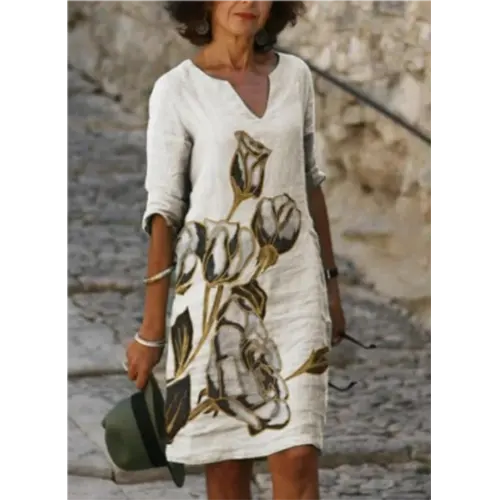 Pepijn | Mini Kleid mit Blumendesign und V-Ausschnitt für Damen