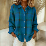 Damen Locker Geschnittener Knopfstrick Cardigan - Stilvolles Karo Design in Blau