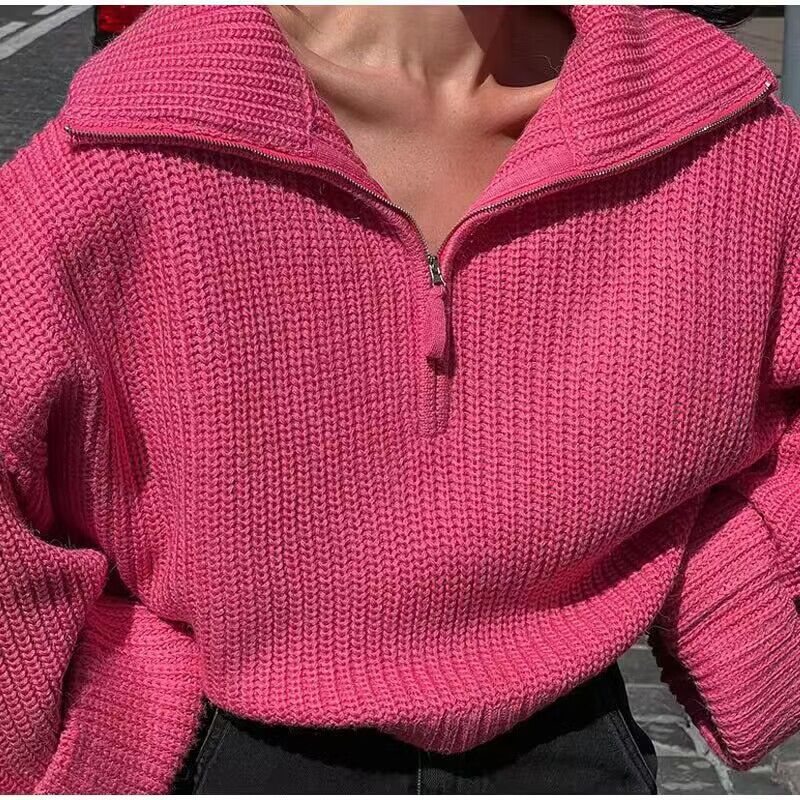 Pullover mit Reißverschluss und weitem Kragen | Stilvolle Bequemlichkeit | Moderner Chic
