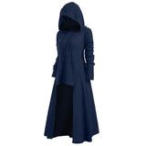 Damen nan gestrickter Kapuzenmantel mit ausgestelltem Maxirock und asymmetrischem Saum Drune in Navyblau