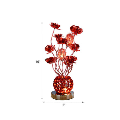 Curverose – Stilvolle rote Rosen-LED-Tischlampe