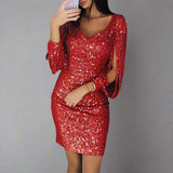 Stilvolles Abendkleid mit Pailletten - Oreana in Rot