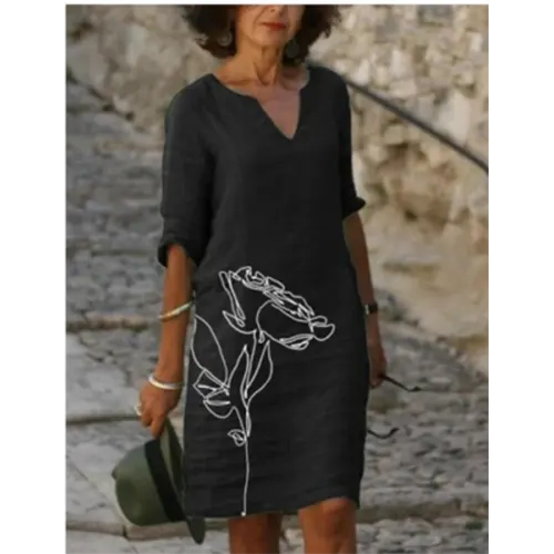 Pepijn | Mini Kleid mit Blumendesign und V-Ausschnitt für Damen