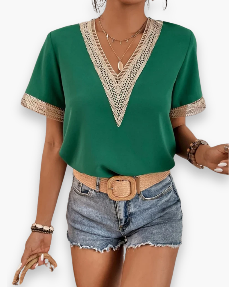 Damen Elegantes V-Ausschnitt Oberteil | Zeitlos