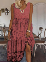 Nancy - Stilvolles Boho-Midikleid in Rot
