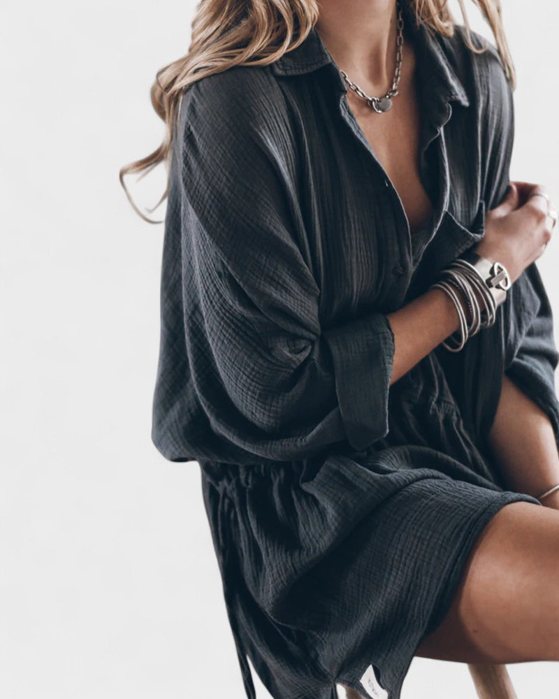 Rosina – Leinenkleid Mit Fronttasche