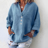 Sandra - Lässiges Langarmhemd für Damen in Blau