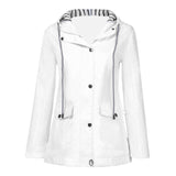 Damen nan wasserdichter Parka mit Kapuze, Kordelzug und aufgesetzten Taschen Drune in Weiß