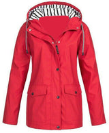 Damen nan wasserdichter Parka mit Kapuze, Kordelzug und aufgesetzten Taschen Drune in Rot