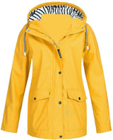 Damen nan wasserdichter Parka mit Kapuze, Kordelzug und aufgesetzten Taschen Drune in Gelb
