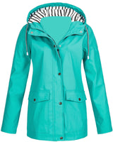 Damen nan wasserdichter Parka mit Kapuze, Kordelzug und aufgesetzten Taschen Drune in Tiffanyblau