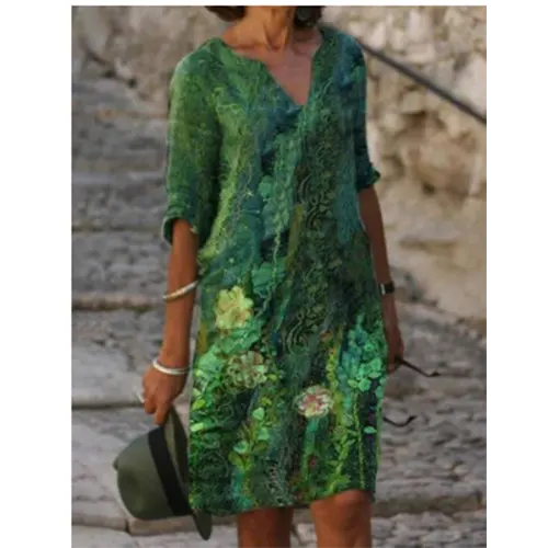 Pepijn | Mini Kleid mit Blumendesign und V-Ausschnitt für Damen