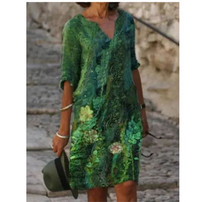 Pepijn | Mini Kleid mit Blumendesign und V-Ausschnitt für Damen