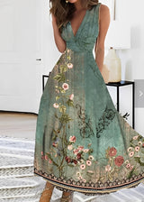 Kathryn - Stilvolles Maxikleid mit Blumenmuster für Damen in Grün