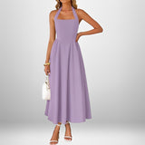 Joanna - Stilvolles Neckholder-Midikleid in Lila
