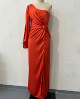 Helena - Elegantes One-Shoulder-Kleid mit Schlitz für Damen in Rot