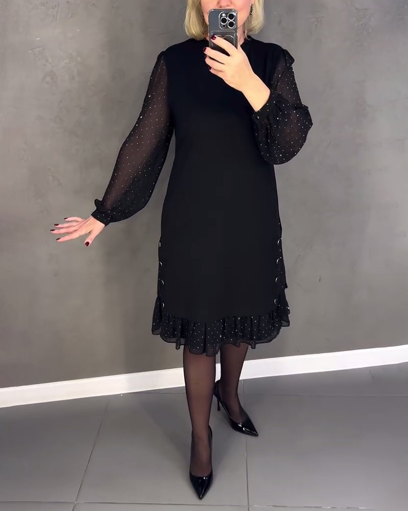 ELIANA | Elegantes Kleid mit transparenten Ärmeln und schmeichelhaftem Schnitt für Herbstanlässe