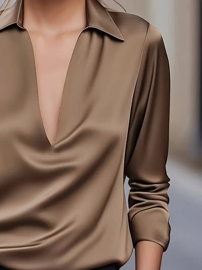 Nadene - Prämie Bluse Mit V-Ausschnitt