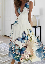 Kathryn - Stilvolles Maxikleid mit Blumenmuster für Damen in Dunkelblau