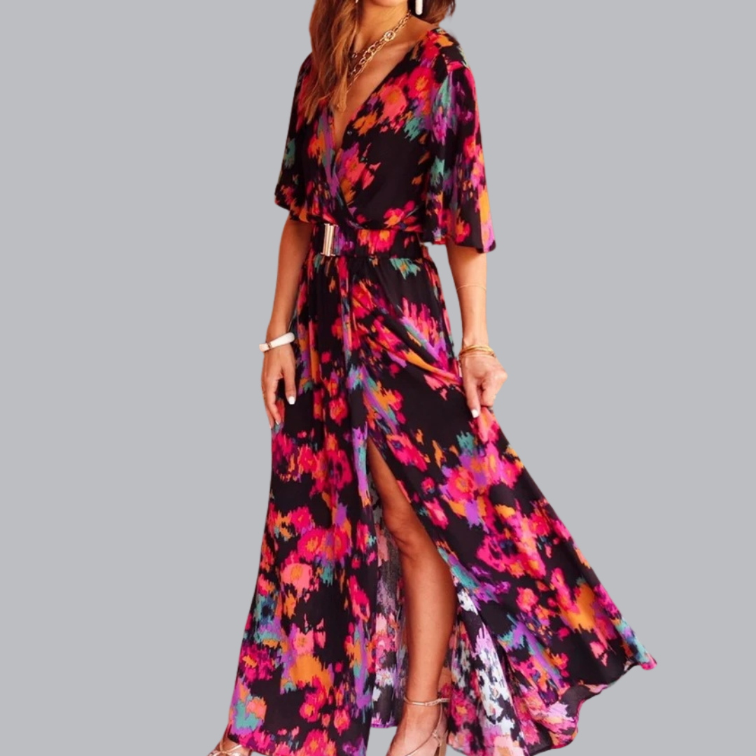 Soraya™ | Maxikleid mit Schlitz und Taillengürtel in verschiedenen Designs