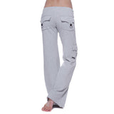 Damen nan lässige Low-Rise Cargo-Loungehose mit weitem Bein, breitem Komfortbund und dekorativen Klappentaschen Drune in Grau