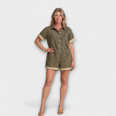 Nonette - Hemd-Jumpsuit mit Leopardenmuster