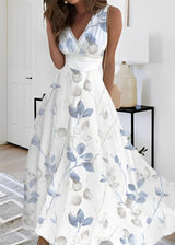 Kathryn - Stilvolles Maxikleid mit Blumenmuster für Damen in Hellblau